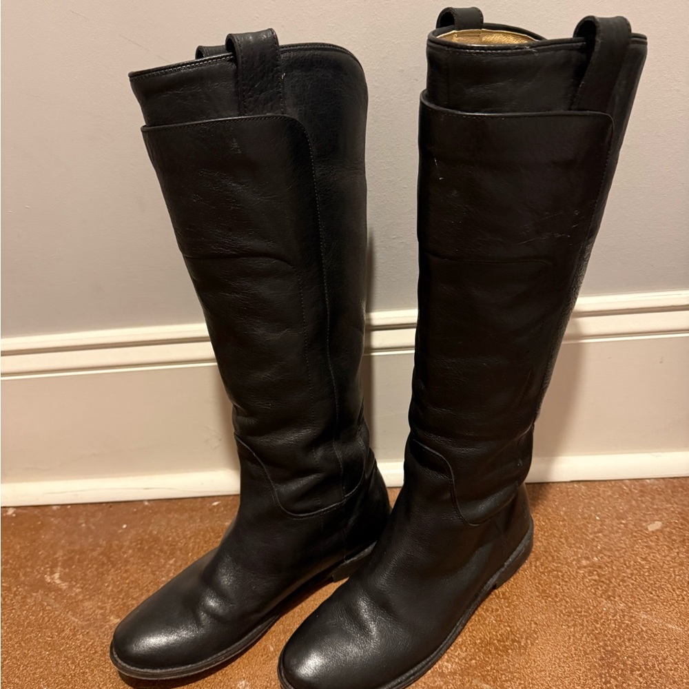 Frye Black Leather Knee-High Boots